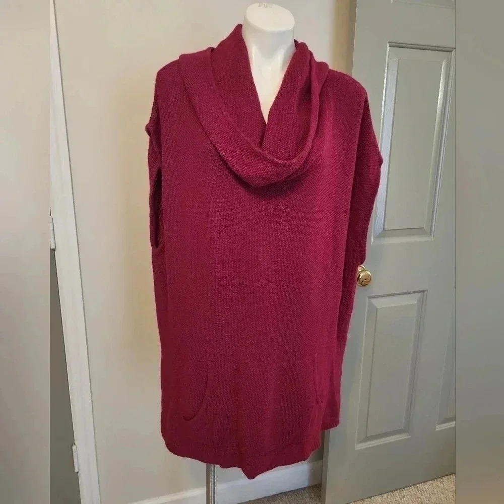 Bryn Walker Cowl Neck Sweater Poncho Sleeveless Cashmere/Lambswool Blend(L)